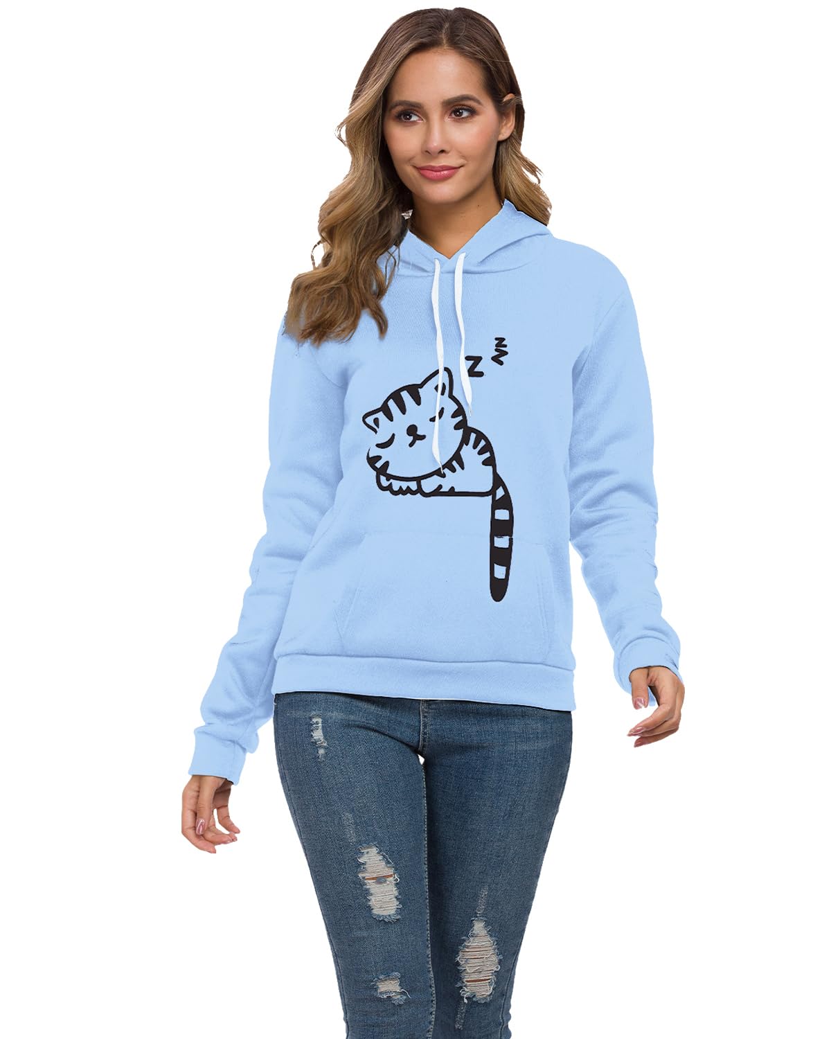 Lziizl Cat Hoodie Sweatshirt for Women Teen Girls Cute Cat Ear Pullover