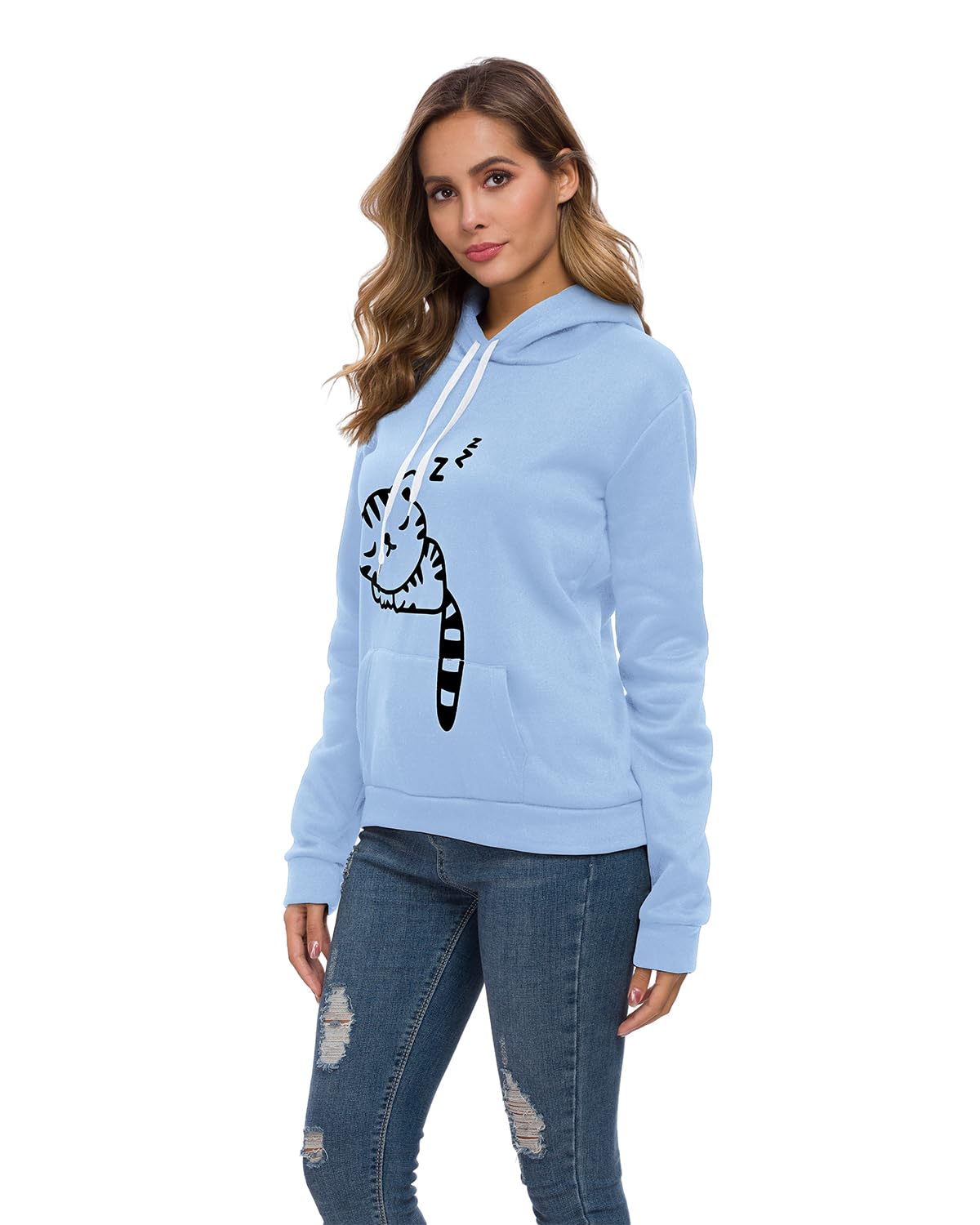 Lziizl Cat Hoodie Sweatshirt for Women Teen Girls Cute Cat Ear Pullover