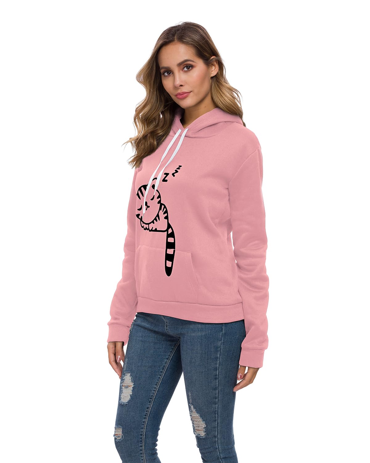 Lziizl Cat Hoodie Sweatshirt for Women Teen Girls Cute Cat Ear Pullover