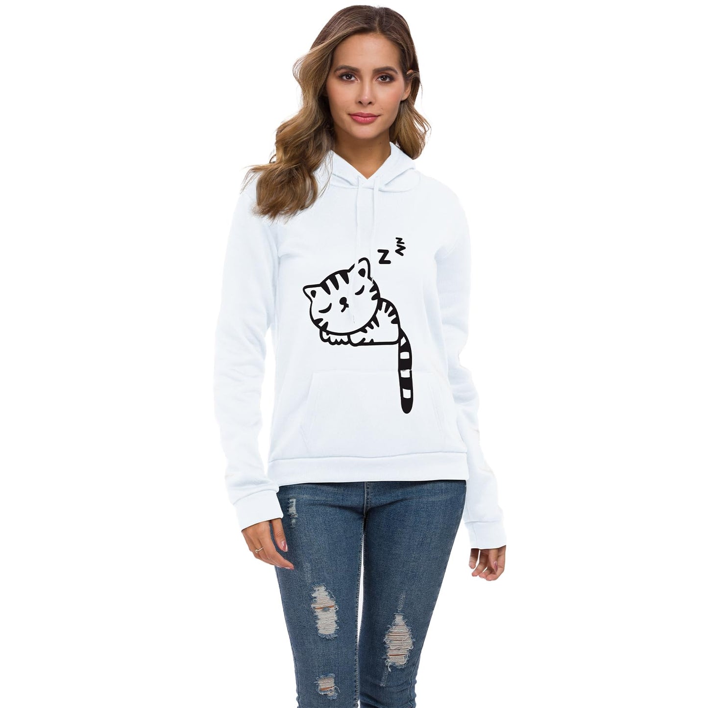 Lziizl Cat Hoodie Sweatshirt for Women Teen Girls Cute Cat Ear Pullover