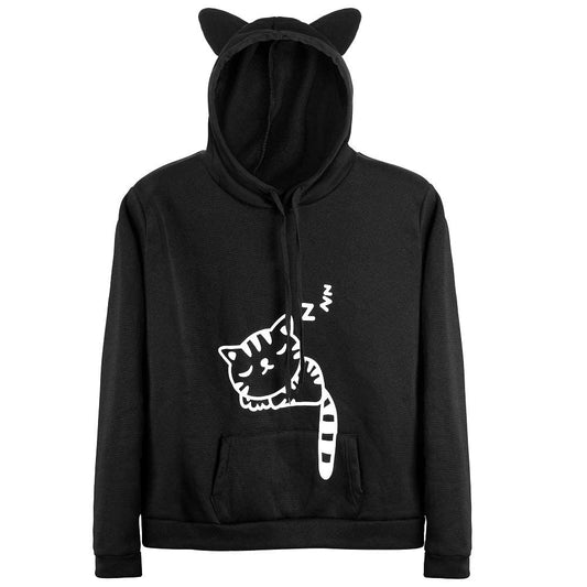 Lziizl Cat Hoodie Sweatshirt for Women Teen Girls Cute Cat Ear Pullover